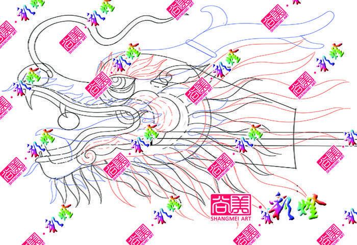 牛年彩燈《龍騰四?！反笮椭黝}彩燈龍頭放樣圖